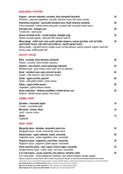 BAŞLANGI&Ccedil; / STARTER Enginar - mevsim sebzeleri, avokado, kiraz