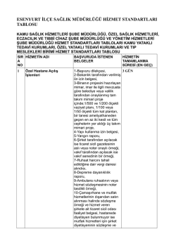Esenyurt İl&ccedil;e Sağlık M&uuml;d&uuml;rl&uuml;ğ&uuml; Hizmet Standartları
