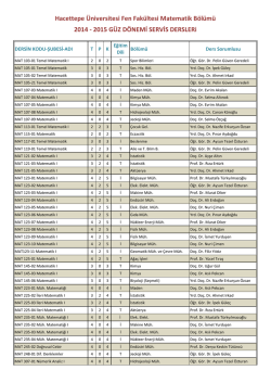 2014 - 2015 GÜZ DÖNEMİ SERVİS DERSLERi Hacettepe