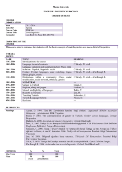 İDB 306 Course Outline
