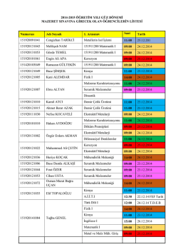 2014-2015 &Ouml;ĞRETİM YILI G&Uuml;Z D&Ouml;NEMİ MAZERET SINAVINA