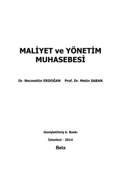 MALİYET ve Y&Ouml;NETİM MUHASEBESİ