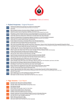 İ&ccedil;indekiler (Table of Contents) A. Orjinal Araştırma / Original