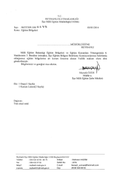 T.C. REYHANLI KAYMAKAMLIĞI İl&ccedil;e Milli Eğitim M&uuml;diirl&uuml;ğii(l 54566