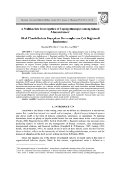 A Multivariate Investigation of Coping Strategies among School
