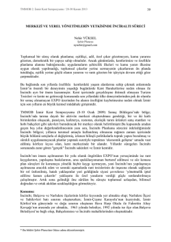 Merkezi ve Yerel Y&ouml;netimlerin Yetkisinde İnciraltı S&uuml;reci