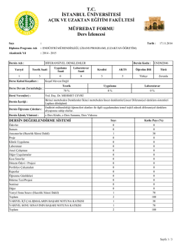 Diferansiyel Denklemler - İ&Uuml; AUZEF End&uuml;stri M&uuml;hendisliği
