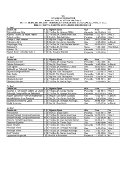 PDR 2014-2015 G&uuml;z Yarıyılı Ders Programı D&uuml;zenlenmiş Hali-Son