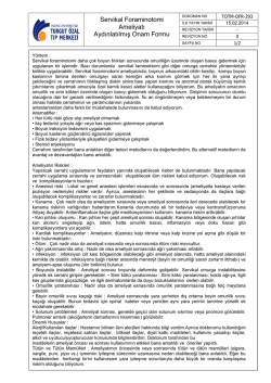 Servikal Foraminotomi Ameliyatı Aydınlatılmış Onam Formu