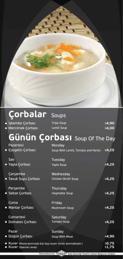 &Ccedil;orbalar Soups G&uuml;n&uuml;n &Ccedil;orbası Soup Of The Day