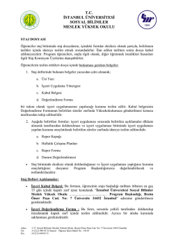 Staj Defteri - Sosyal Bilimler Meslek Y&uuml;ksekokulu