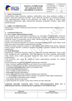 TOTM-TLM-120 Kısıtlı Antibiyotik Duyarlılık Testi Bildirimi Talimatı