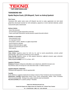TEKNOBOND 400 Epoksi Re&ccedil;ine Esaslı, &Ccedil;ift Bileşenli, Tamir ve