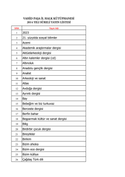 2014 S&uuml;reli Yayın listesi