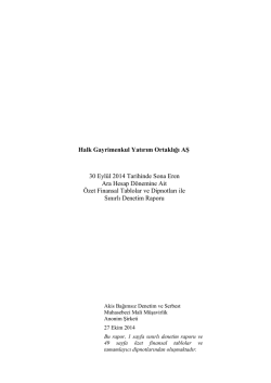 30.09.2014 Bağımsız Denetim Raporu İNDİR