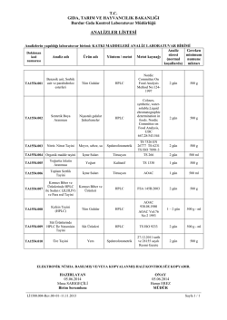 katkı maddeleri analiz listesi - Gıda Kontrol Laboratuvar M&uuml;d&uuml;rl&uuml;kleri