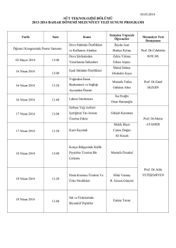 s&uuml;t teknolojisi b&ouml;l&uuml;m&uuml; 2013-2014 bahar d&ouml;nemi mezuniyet tezi
