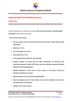 2014 Yılı Haziran Ayı Hanehalkı İşgücü İstatistikleri