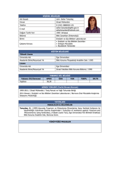 KİŞİSEL BİLGİLER Adı Soyadı Uzm. Seher Tanyola&ccedil; &Uuml;nvan Ziraat