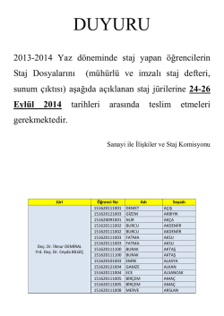 2013-2014 Yaz D&ouml;neminde Yapılan Stajlarla İlgili Duyuru