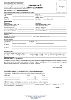 Çerkes Derneği Üye Başvuru Formu