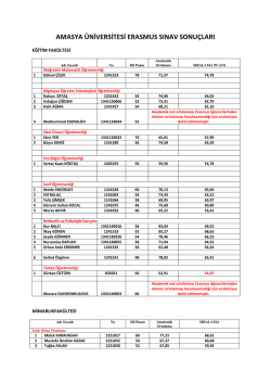 amasya &uuml;niversitesi erasmus sınav sonu&ccedil;ları