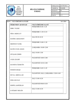 kalite kayıtları listesi - Sau Vakfı Koleji &Ouml;zel Okulları
