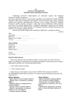T.C. AMASYA &Uuml;NİVERSİTESİ EĞİTİM FAK&Uuml;LTESİ DEKANLIĞINA