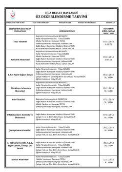 &Ouml;z Değerlendirme Planı - Biga Devlet Hastanesi