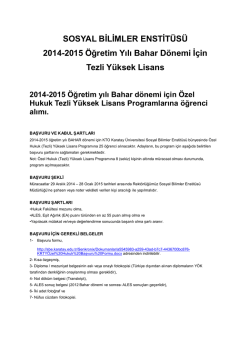 SOSYAL BİLİMLER ENSTİT&Uuml;S&Uuml; 2014