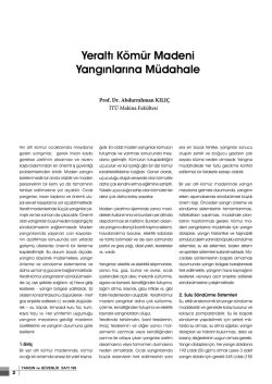 Yeraltı Kömür Madeni Yangınlarına Müdahale