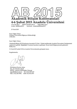 Akademik Bilisim Konferansları 4-6 S&cedil; ubat 2015 Anadolu&uml;Universitesi