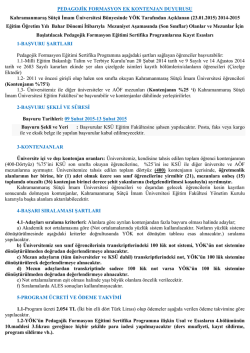 Başvuru Şartları ve Kontenjan Bilgileri