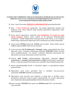13/02/2015 FLAT DUYURU(Yatay Ge&ccedil;iş &Ouml;ğrencileri&Uluslarası