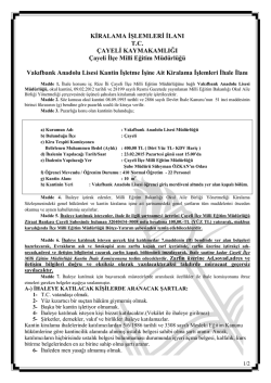 vakıfbank anadolu lisesi kantin ihale ilanı 13.02.2015 09:10