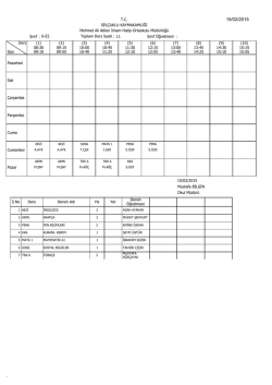 Hafta Sonu Kursu Ders Programı YENİ