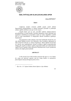 &ouml;zel ihtiya&ccedil;ları olan &ccedil;ocuklarda spor