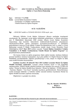 T.C. AİLE VE SOSYAL POLİTİKALAR BAKANLIĞI Eğitim ve Yayın