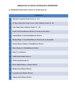 SAMSUN AİLE VE SOSYAL POLİTİKALAR İL M&Uuml;D&Uuml;RL&Uuml;Ğ&Uuml;