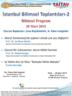 AİD İstanbul Bilimsel Toplantılarının ikincisi 20 Mart`ta