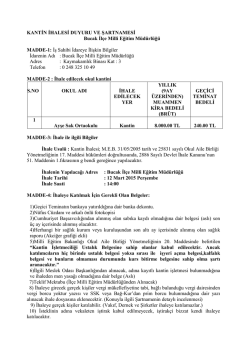 Ayşe Sak Ortaokulu Kantin İhalesi Şartnamesi