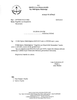 İl&ccedil;e Milli Eğitim M&uuml;d&uuml;rl&uuml;ğ&uuml; Yazısı