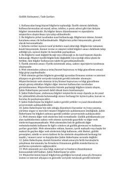Gizlilik S&ouml;zleşmesi / İade Şartları 1. Kullanıcıdan hangi kişisel bilgi