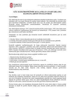 g&uuml;&ccedil; elektroniğinde kullanılan anahtarlama elemanlarının incelenmesi