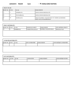 22/03/2015 PAZAR 36.YARIŞ G&Uuml;N&Uuml; RAPORU İzmir