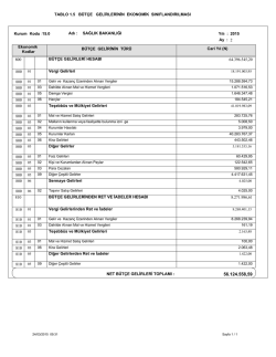 tablo 1.5 b&uuml;t&ccedil;e gelirlerinin ekonomik sınıflandırılması 800 810 b&uuml;t&ccedil;e