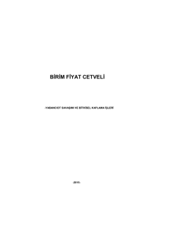 BİRİM FİYAT CETVELİ - Devlet Su İşleri Genel M&uuml;d&uuml;rl&uuml;ğ&uuml;