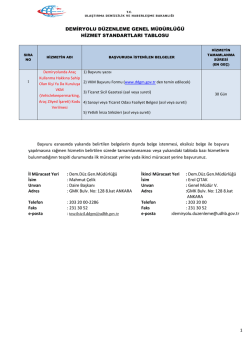 Demiryolu Düzenleme Genel Müdürlüğü Hizmet Standartları