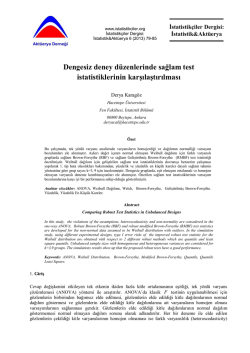 Dengesiz deney düzenlerinde sağlam test