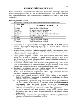 Hafızlık Tespit Sınav Duyurusu ve Şartları